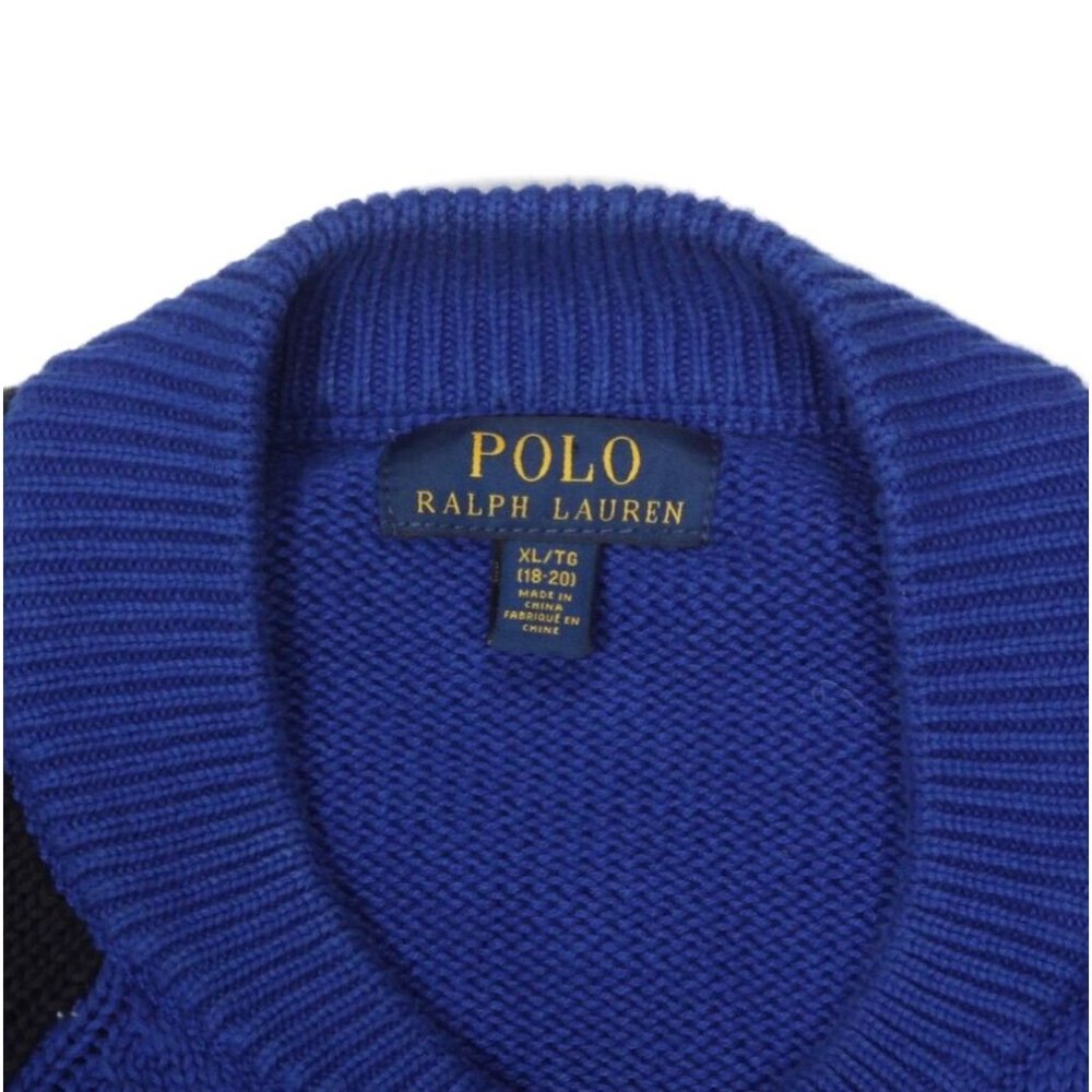 Polo Ralph Lauren Blue Boy's Snap Button Knit Varsity Sweater Cardigan XL /037 - Picture 5 of 5